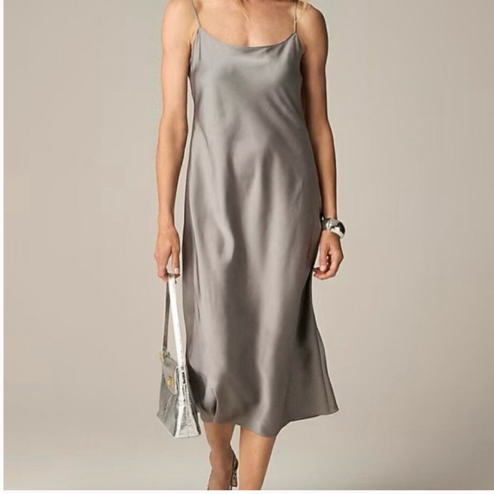 J. Crew Gwyneth Silver Slip Dress in vintage dove grey